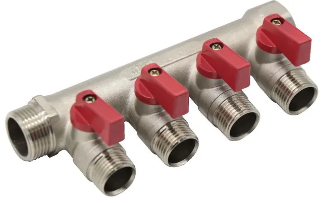 Коллектор резьбовой с кранами FM 3/4",1/2"х4
