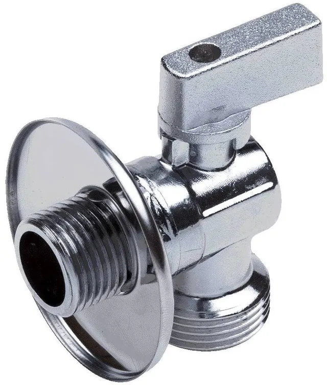 Кран шаровой угловой с обратным клапаном1/2"нар-3/4"нар Cr B (100/10)