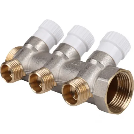 Коллектор резьбовой с вентилями FM 3/4",1/2"x3