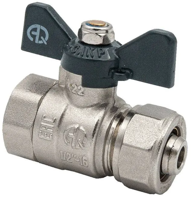 Кран шаровой для МП труб F1/2"x16 B бабочка